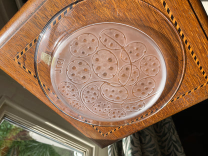 Vintage French Lalique Crystal Plate – Frosted Glass Dish with Stylised Floral Motif (c.1974)
