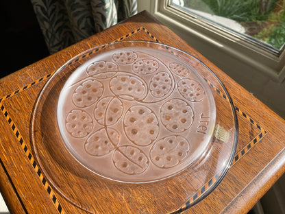 Vintage French Lalique Crystal Plate – Frosted Glass Dish with Stylised Floral Motif (c.1974)