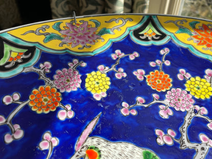 Vintage Japanese Porcelain Charger – Hand Painted Phoenix and Floral Design, Imari Style Wall Plate (c.1970s)