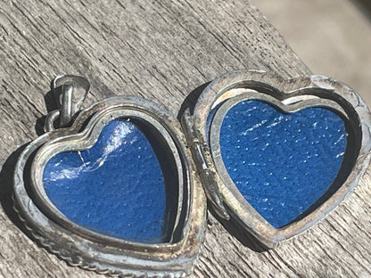 Vintage 1977 Sterling Silver Heart Locket – Birmingham Hallmarked – Double Rose Engraved Pendant – JS Maker Mark