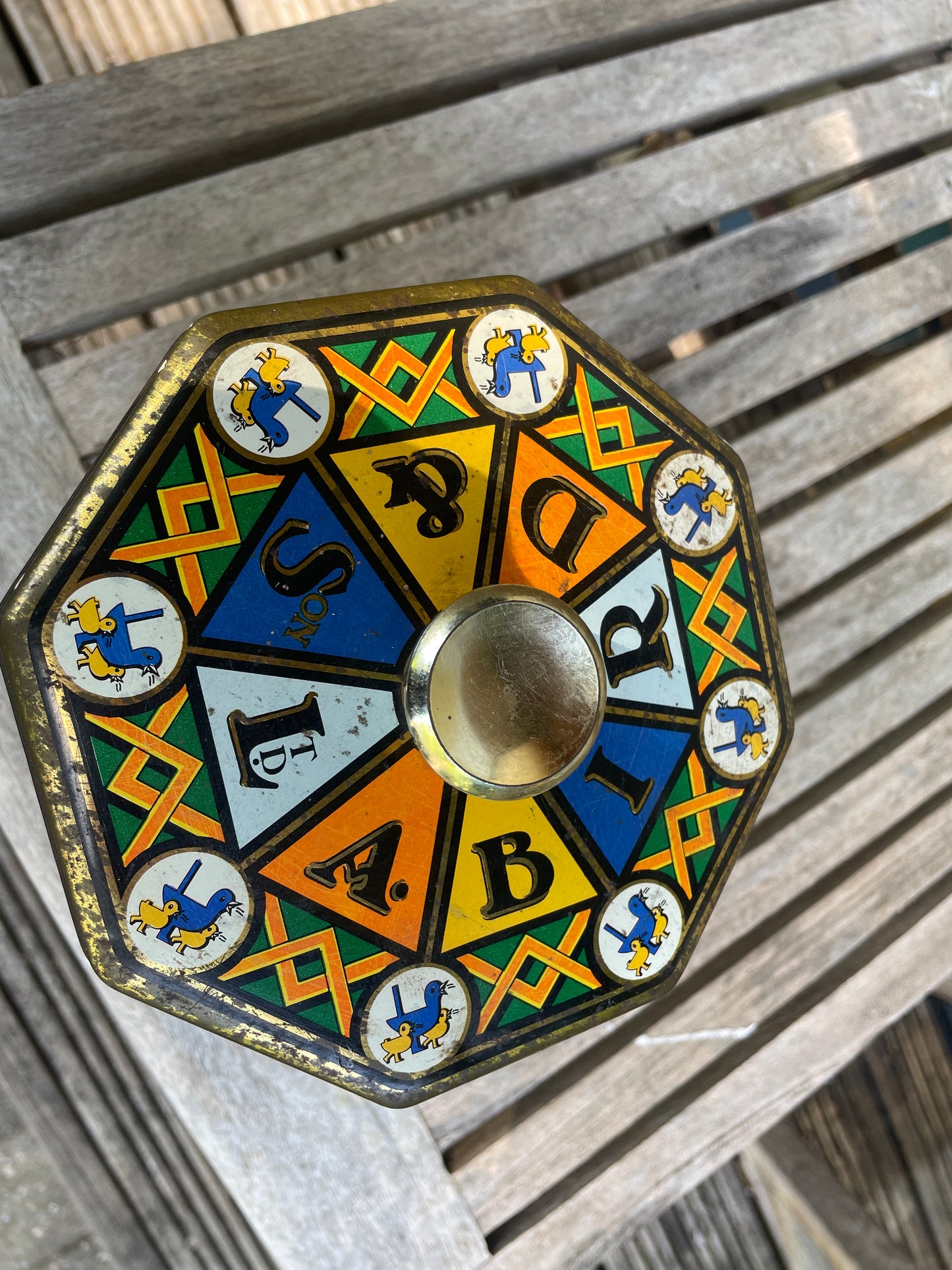 Vintage Bird’s Custard Powder Advertising Tin – Octagonal Collectible Storage Canister with Retro Graphics