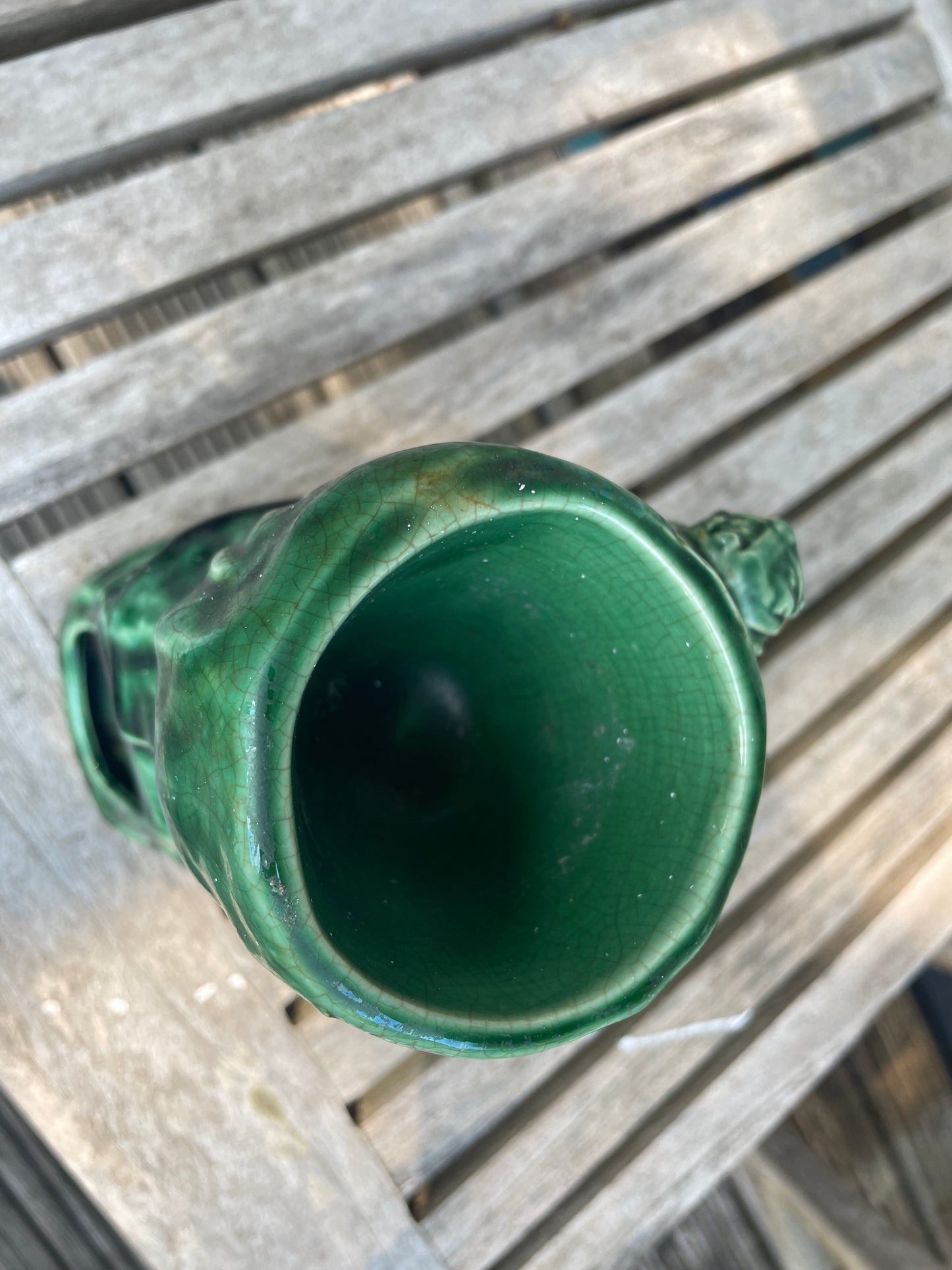Vintage Green Glazed Wizard Oil Burner | 17cm Ceramic Luminary with Star & Moon Cloak | Mystical Sorcerer Candle Holder