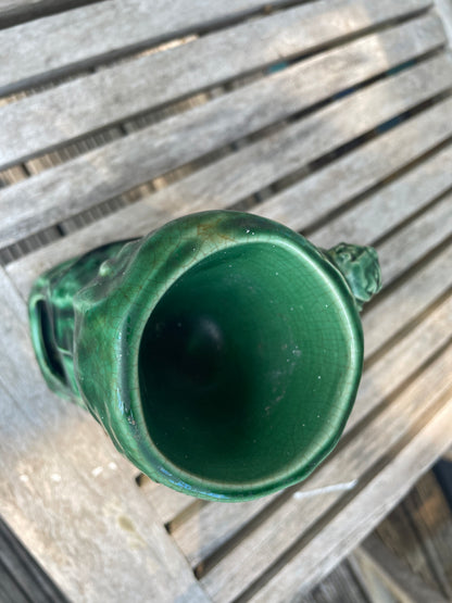 Vintage Green Glazed Wizard Oil Burner | 17cm Ceramic Luminary with Star & Moon Cloak | Mystical Sorcerer Candle Holder