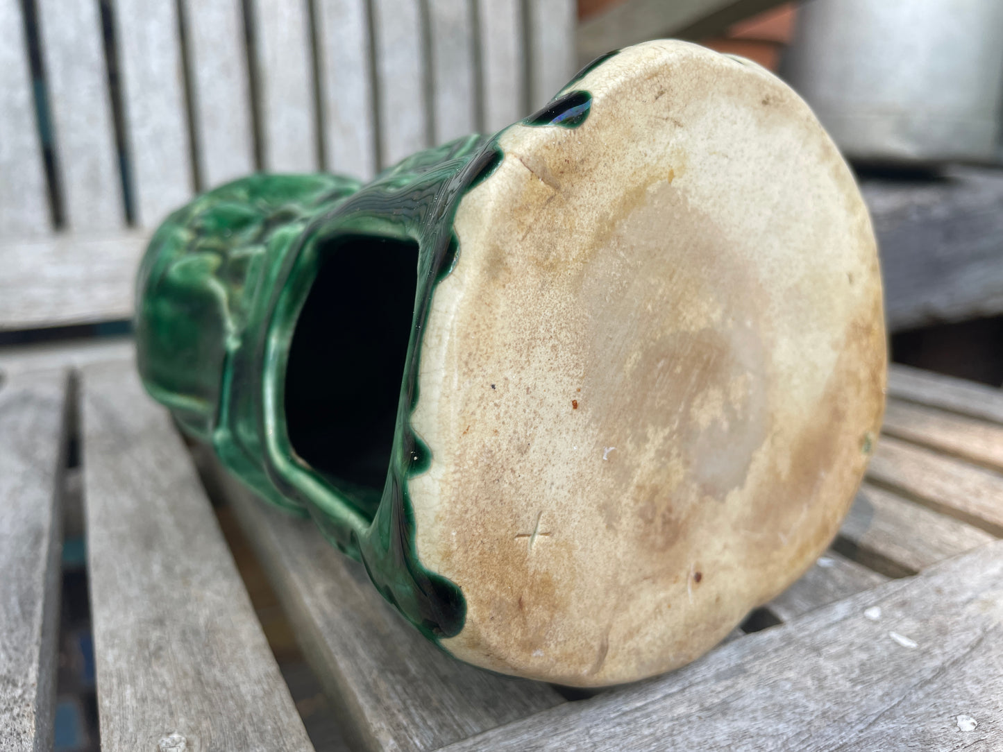 Vintage Green Glazed Wizard Oil Burner | 17cm Ceramic Luminary with Star & Moon Cloak | Mystical Sorcerer Candle Holder