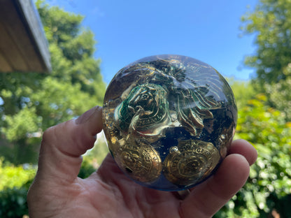 Vintage Military Button Paperweight | Handmade Resin Desk Ornament with British Crest Design