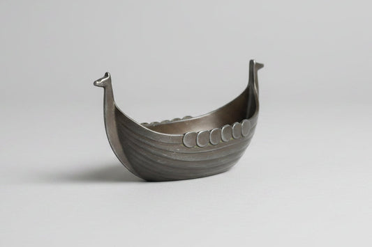 Vintage Just Andersen Viking Ship – Danish Cast Metal Longboat Dish, Model 1109