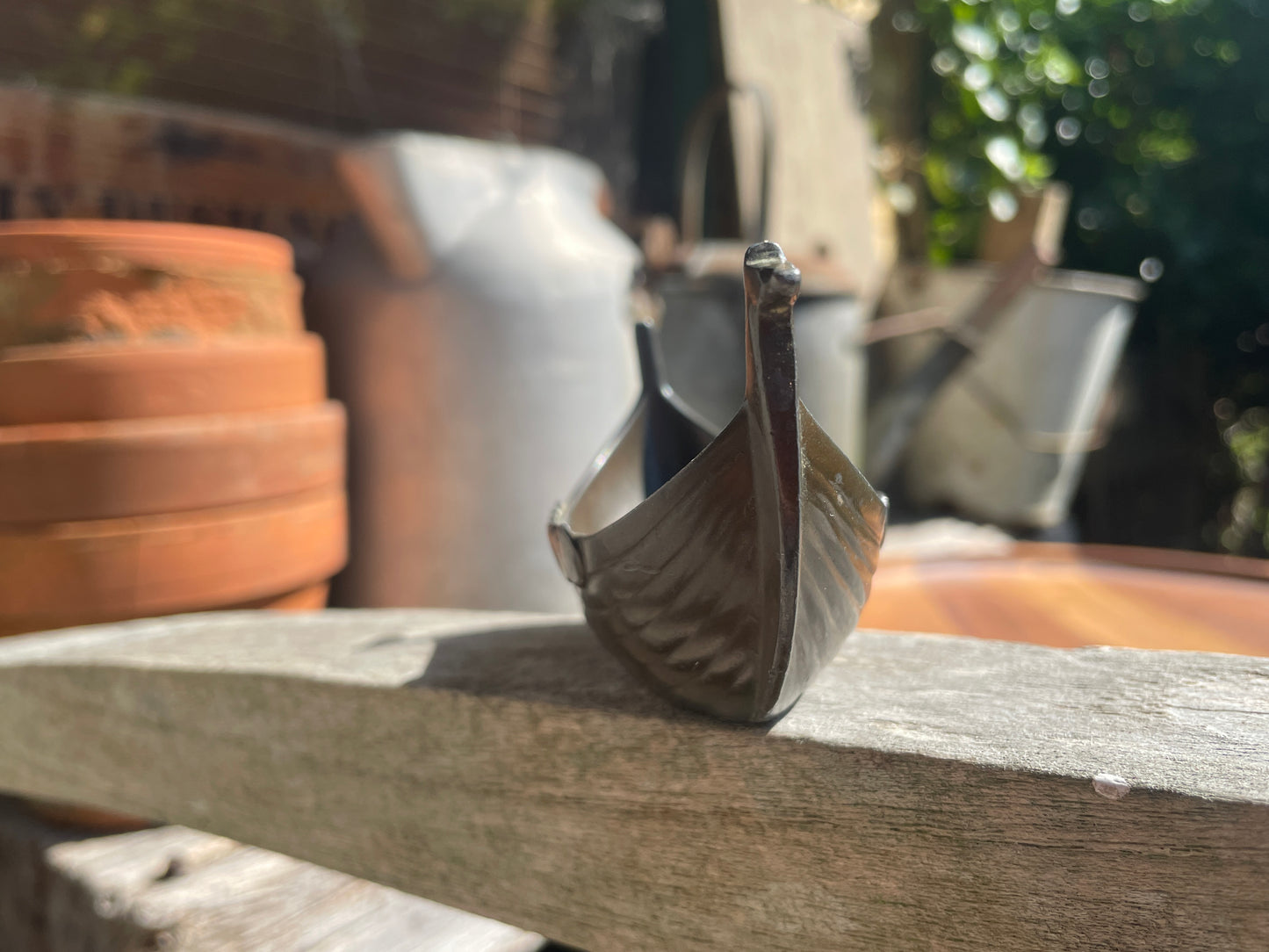 Vintage Just Andersen Viking Ship – Danish Cast Metal Longboat Dish, Model 1109