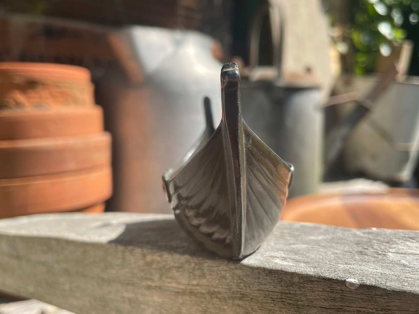 Vintage Just Andersen Viking Ship – Danish Cast Metal Longboat Dish, Model 1109
