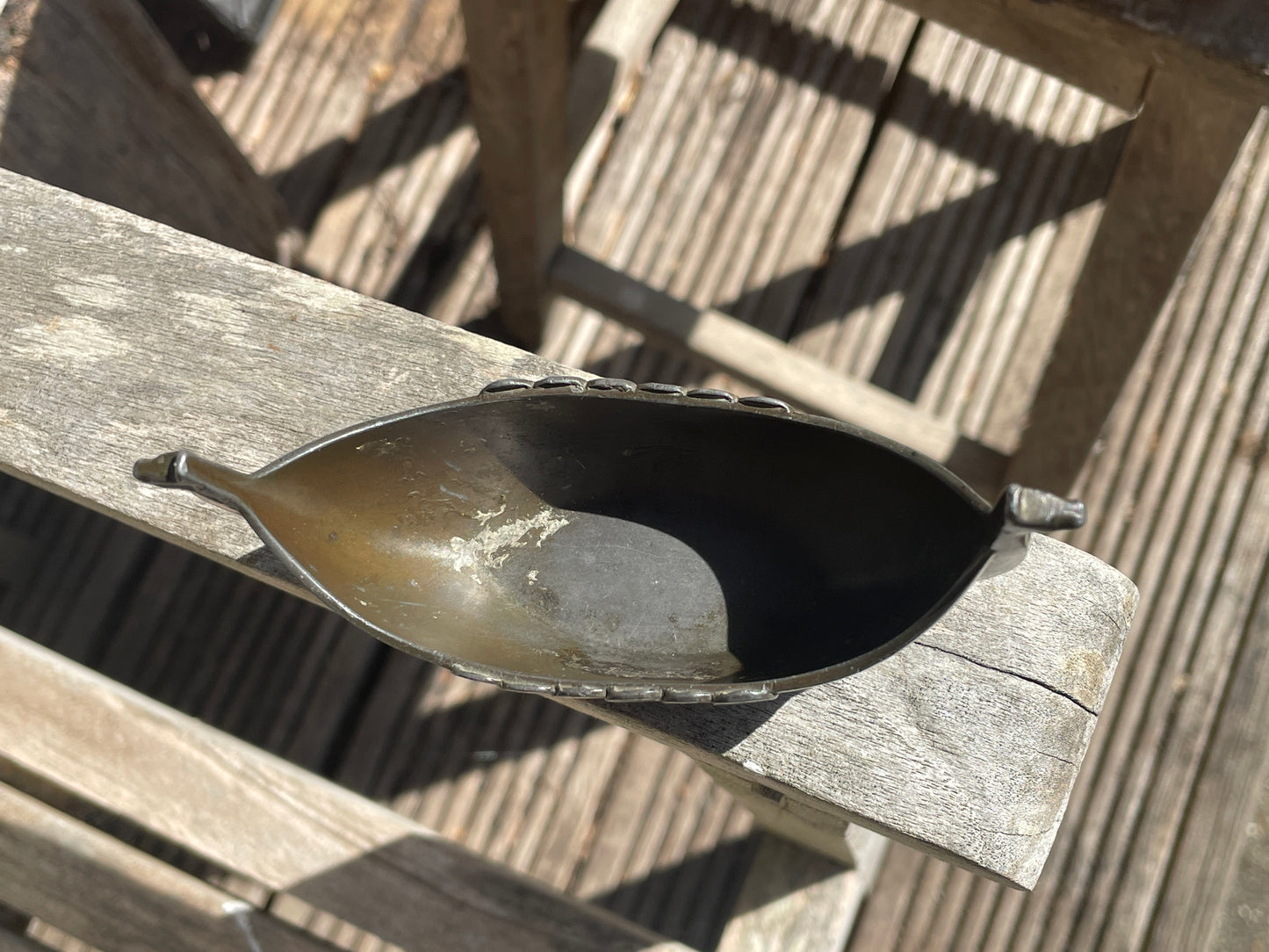 Vintage Just Andersen Viking Ship – Danish Cast Metal Longboat Dish, Model 1109
