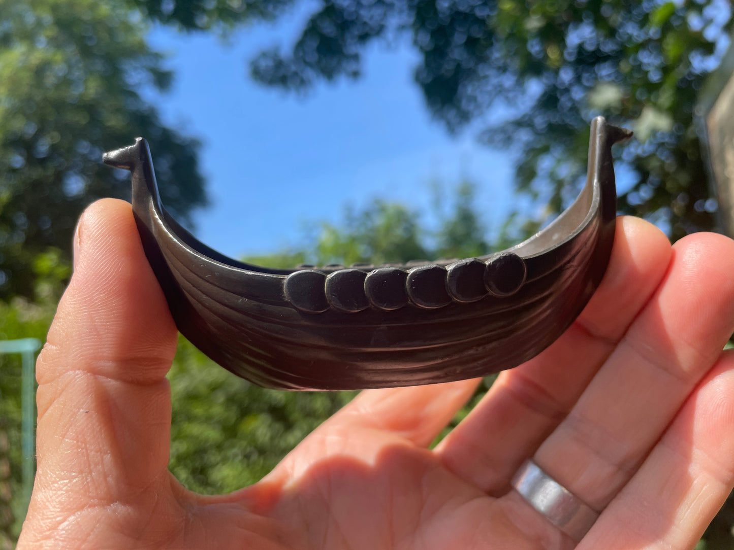 Vintage Just Andersen Viking Ship – Danish Cast Metal Longboat Dish, Model 1109
