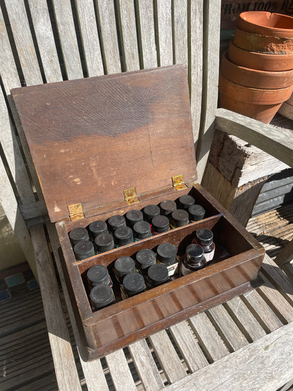 Vintage Artist’s Paint Box with Ecoline Watercolour Inks – Wooden Storage Case, 30ml Bottles by Talens