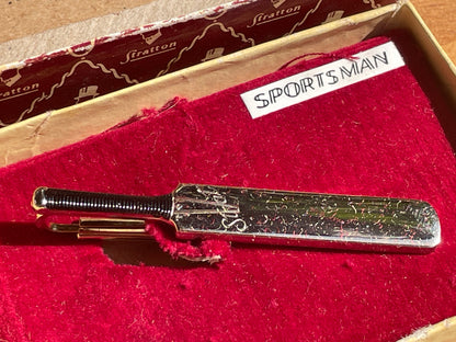 1950s Stratton Cricket Bat Tie Clip – Vintage Sportsman Gift in Box