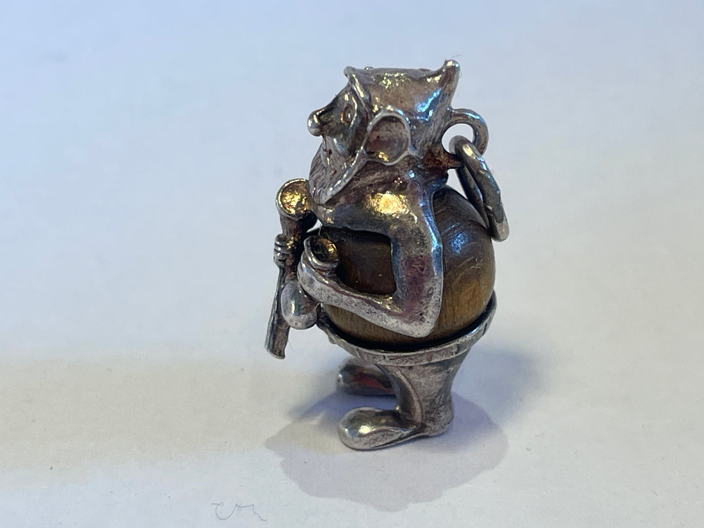 Marked Sterling silver Nuvo Touchwud gnome charm 23mm tall