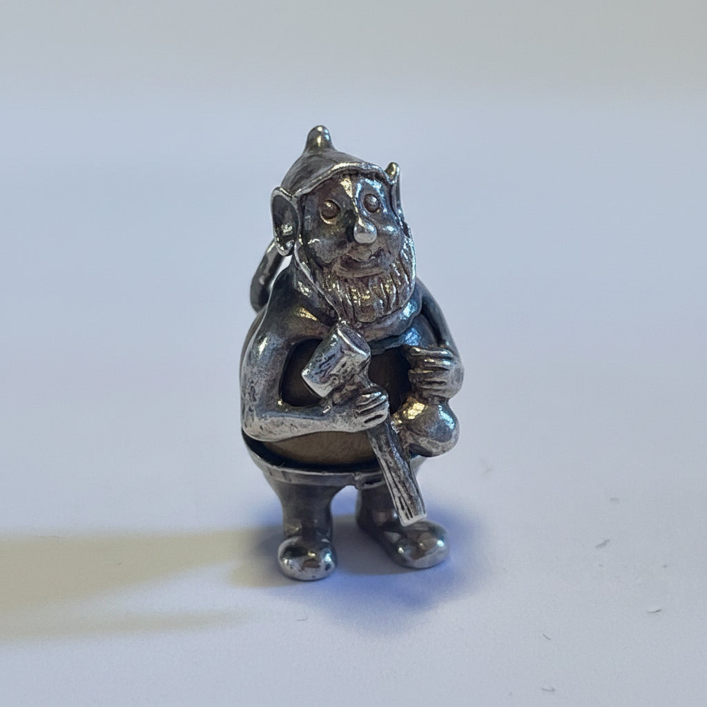 Marked Sterling silver Nuvo Touchwud gnome charm 23mm tall
