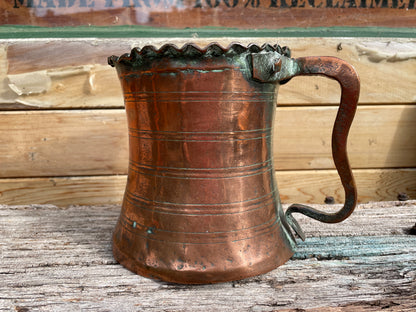 Arts and Crafts Antique copper cider tankard from early 20th Century