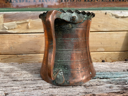 Arts and Crafts Antique copper cider tankard from early 20th Century