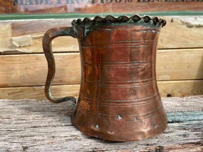 Arts and Crafts Antique copper cider tankard from early 20th Century