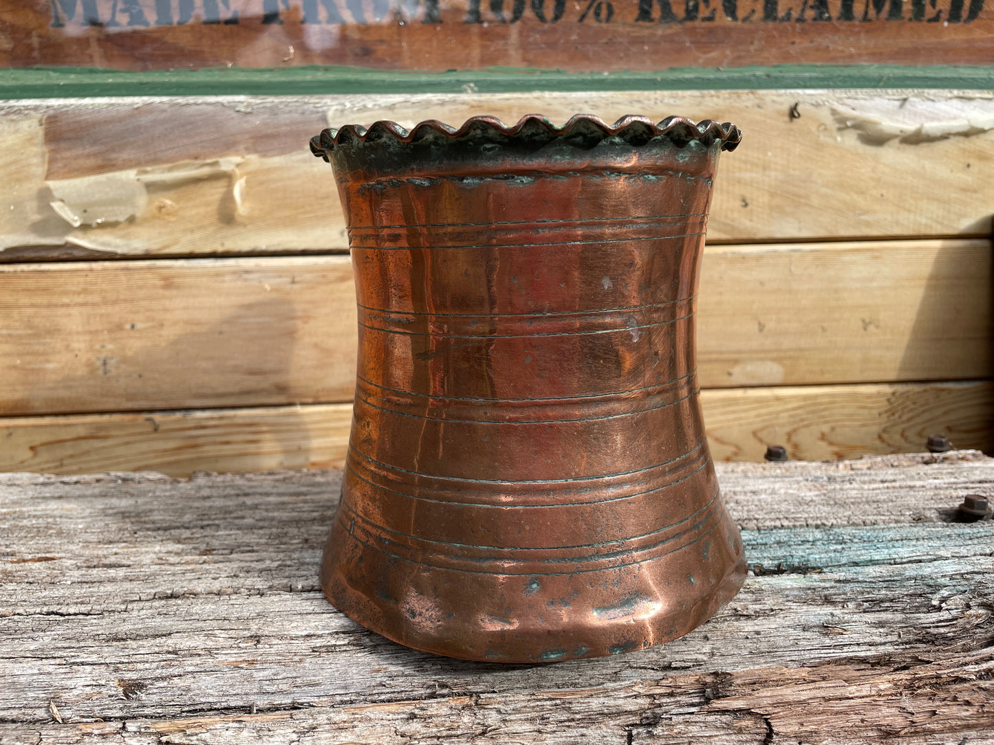 Arts and Crafts Antique copper cider tankard from early 20th Century