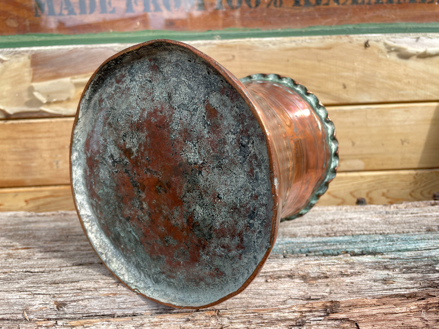 Arts and Crafts Antique copper cider tankard from early 20th Century