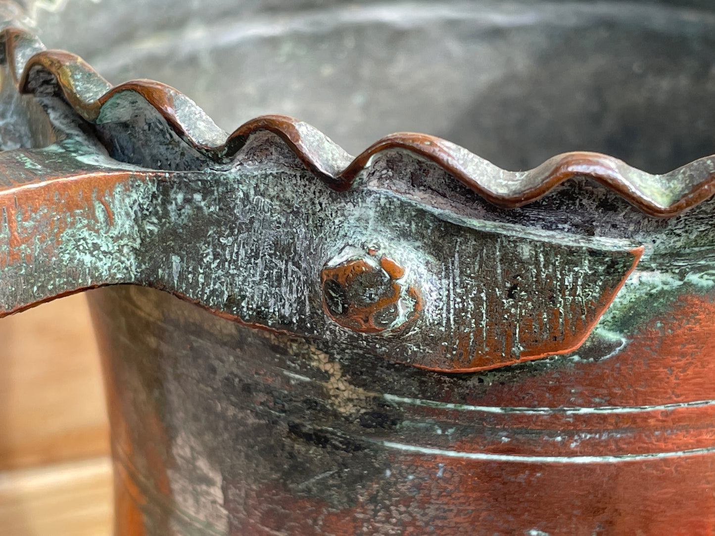 Arts and Crafts Antique copper cider tankard from early 20th Century