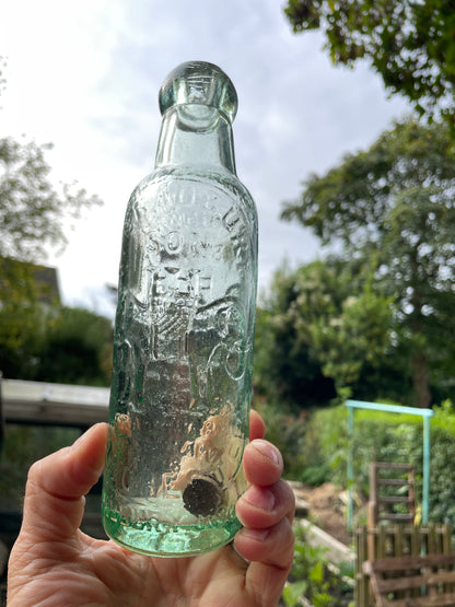 Early S. Bradbury Manchester double elephant mineral glass bottle c1878