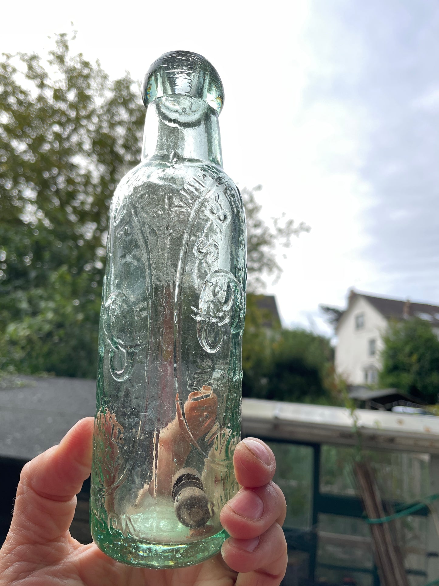 Early S. Bradbury Manchester double elephant mineral glass bottle c1878