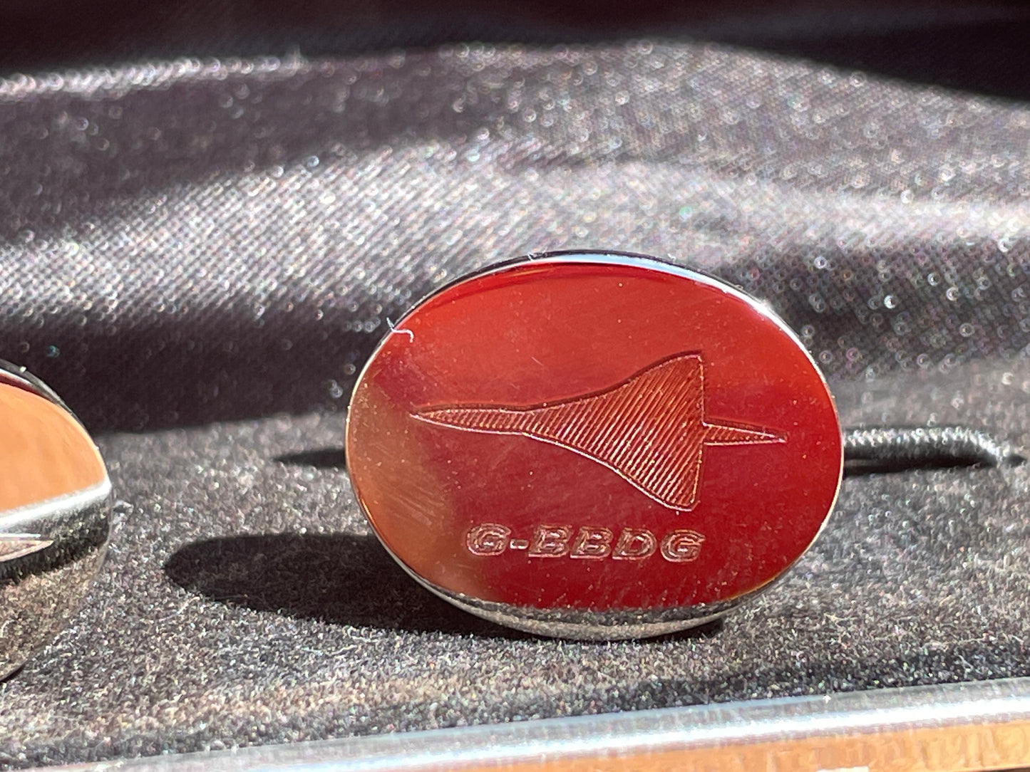 Concorde G-BBDG Cufflinks | British Aircraft Chrome Cufflinks by Micallef | Brooklands Museum Jet Plane Gift | Delta Golf