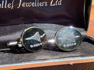 Concorde G-BBDG Cufflinks | British Aircraft Chrome Cufflinks by Micallef | Brooklands Museum Jet Plane Gift | Delta Golf