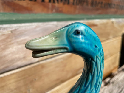 Chinese porcelain goose figurine in polychrome glazed 20cm tall