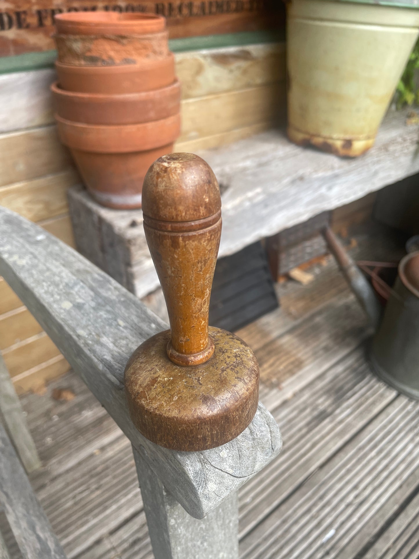 Vintage Wooden Darning Mushroom – Early 20thC Sock Darner Tool – Turned Handle Sewing Repair Aid – Rustic Textile Mender