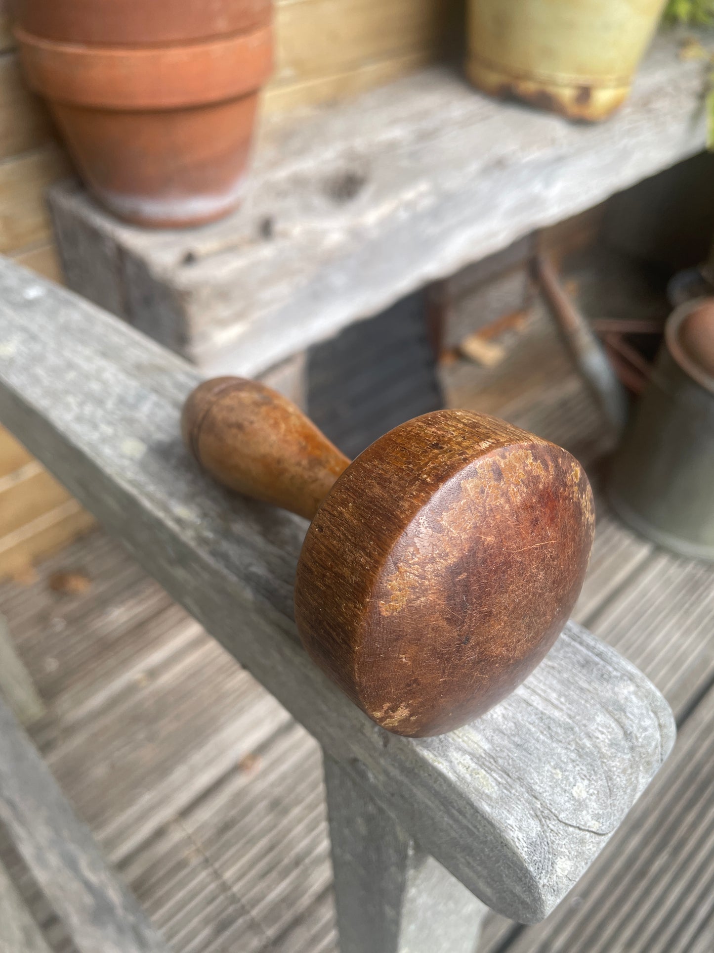 Vintage Wooden Darning Mushroom – Early 20thC Sock Darner Tool – Turned Handle Sewing Repair Aid – Rustic Textile Mender