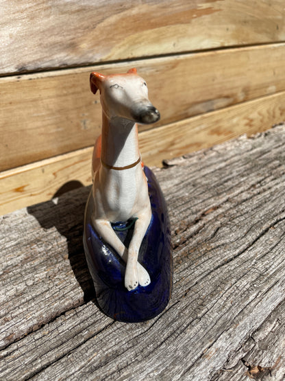 Antique English Staffordshire potteries Whippet Ink Well 12.5cm tall