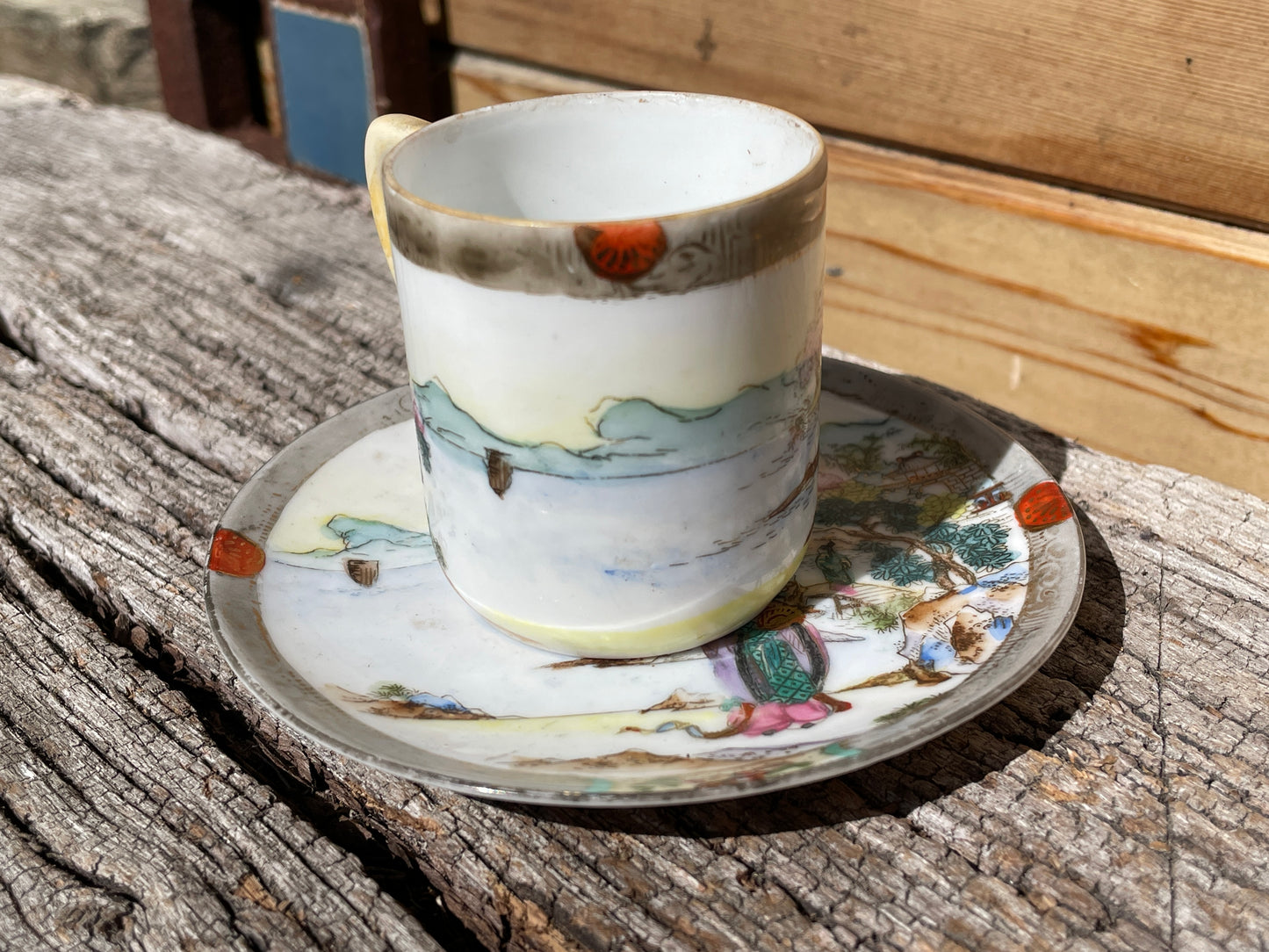 Antique Japanese Noritake  Maruki Coffee can and saucer Porcelain