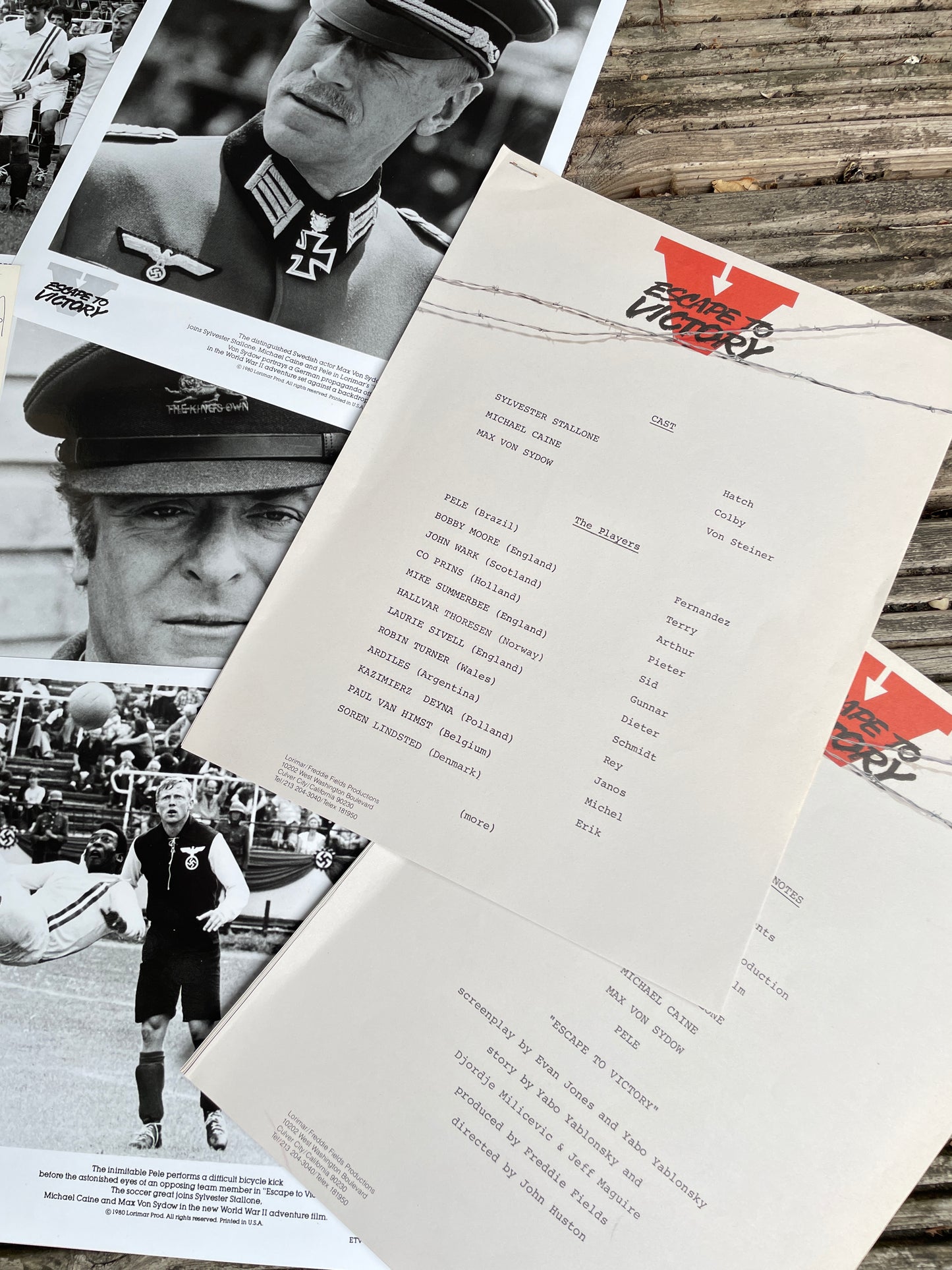 Escape to Victory -Pele - Photographs, production notes, cast listing, featured stars promo from the 1980 film Escape to Victory by Lorimar