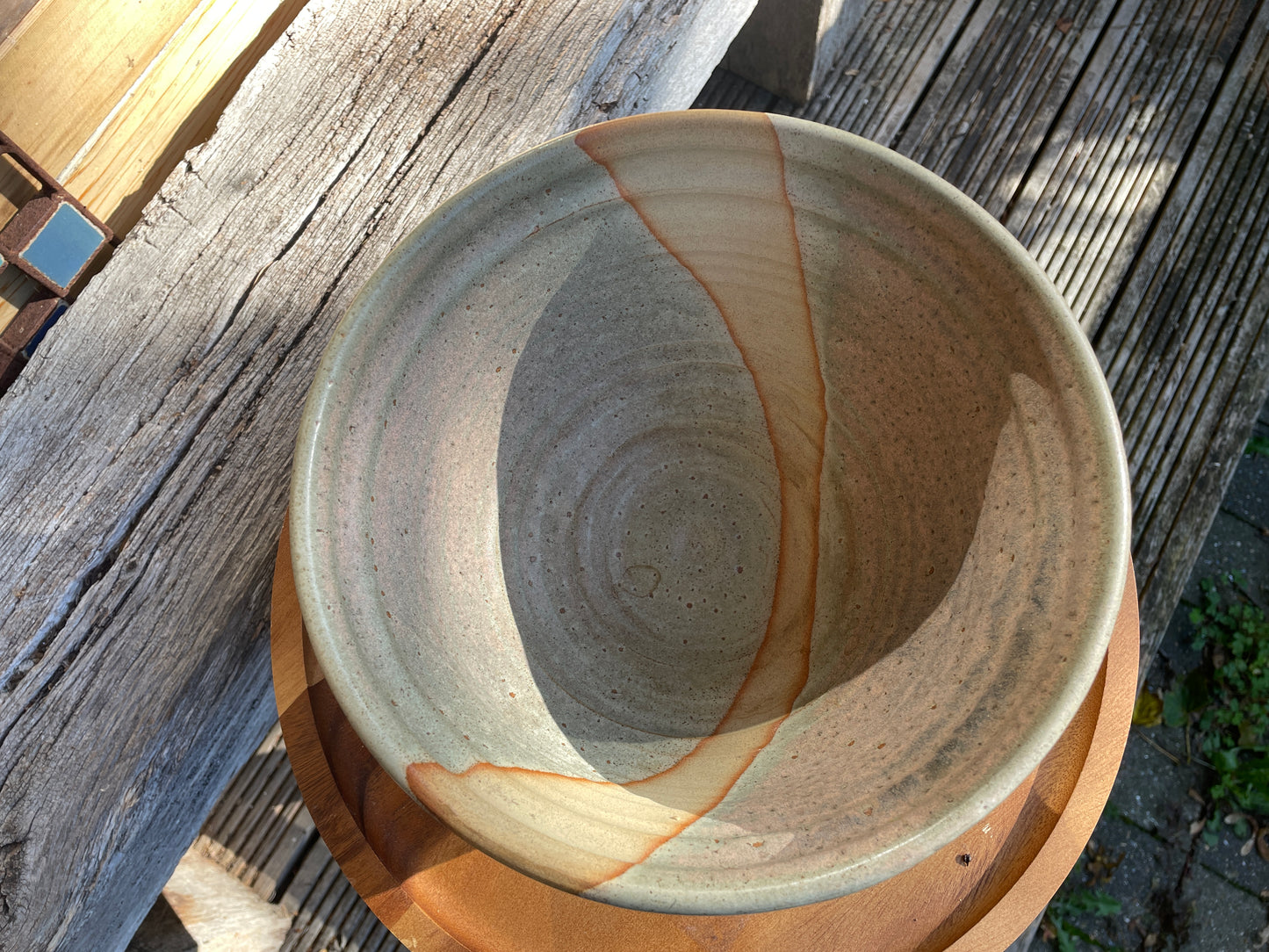 Peter Care studio stoneware bowl impressed seal c1980