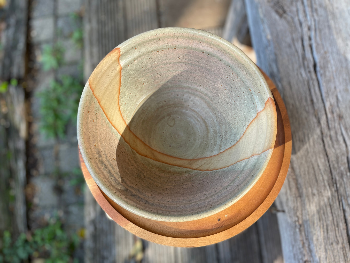 Peter Care studio stoneware bowl impressed seal c1980