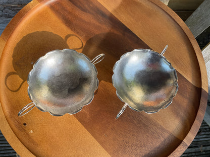 Pair of Chinese Silver bon bon dishes  by Wang Hing each 16cm wide c1900