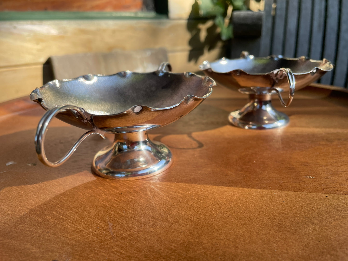 Pair of Chinese Silver bon bon dishes  by Wang Hing each 16cm wide c1900