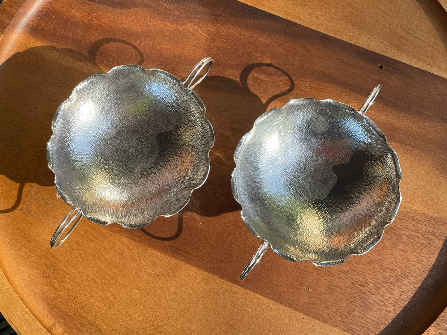 Pair of Chinese Silver bon bon dishes  by Wang Hing each 16cm wide c1900