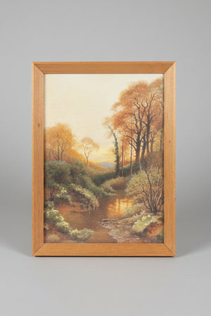 Signed original Herbert Ahier watercolour river scene 1966 framed and glazed - 28x20cm