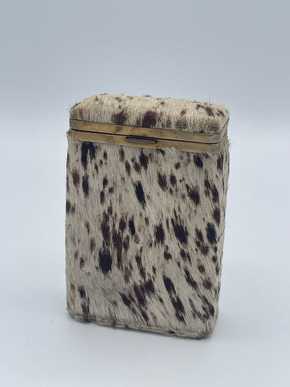 Antique Hair-on-Hide Covered Brass Mounted Card or Cigarillo Case c.1900–1930