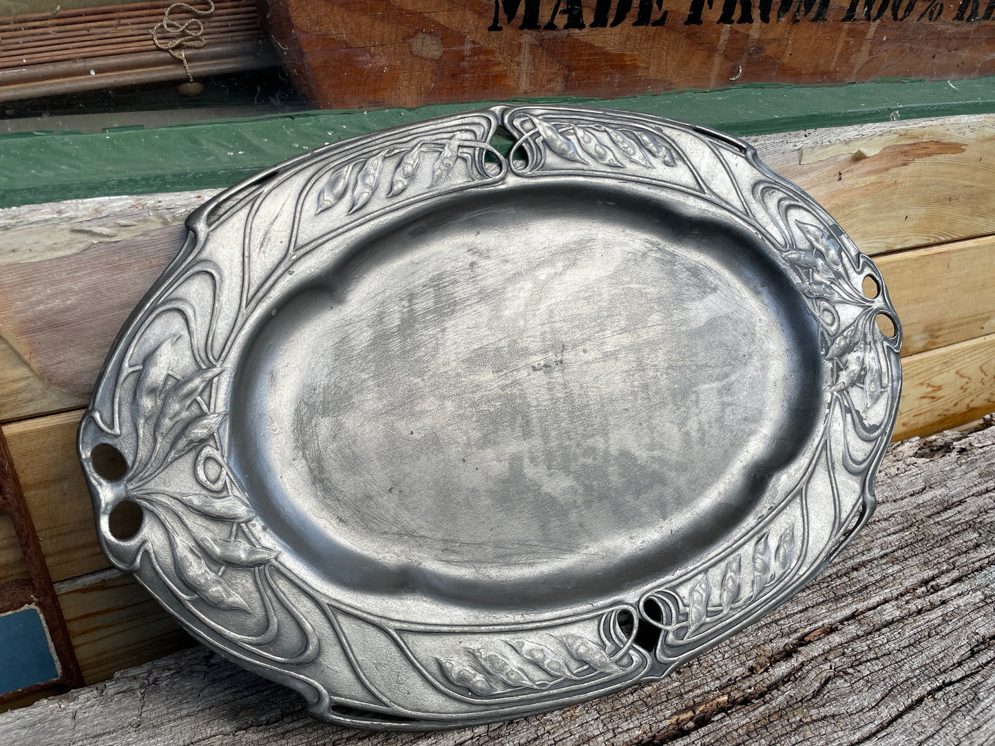 Friedrich Adler for Osiris Art Nouveau pewter dish/tray  model 604 c1900