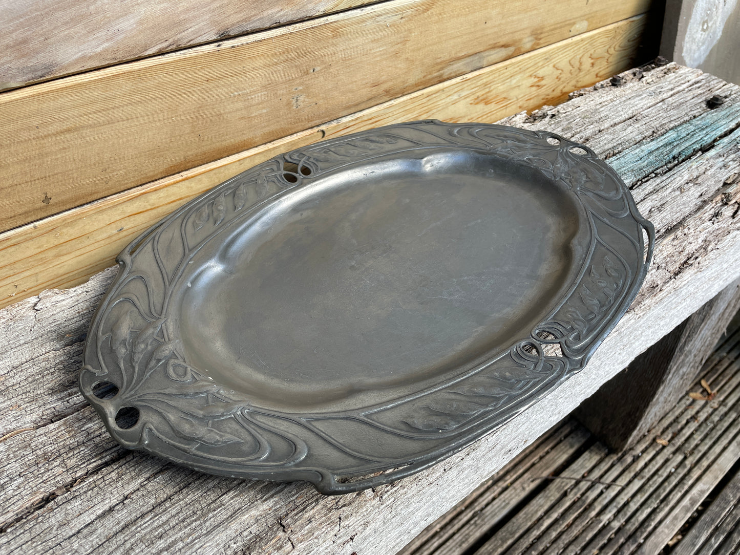 Friedrich Adler for Osiris Art Nouveau pewter dish/tray  model 604 c1900