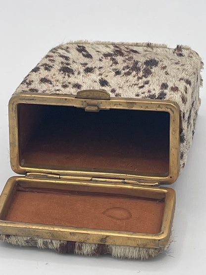 Antique Hair-on-Hide Covered Brass Mounted Card or Cigarillo Case c.1900–1930