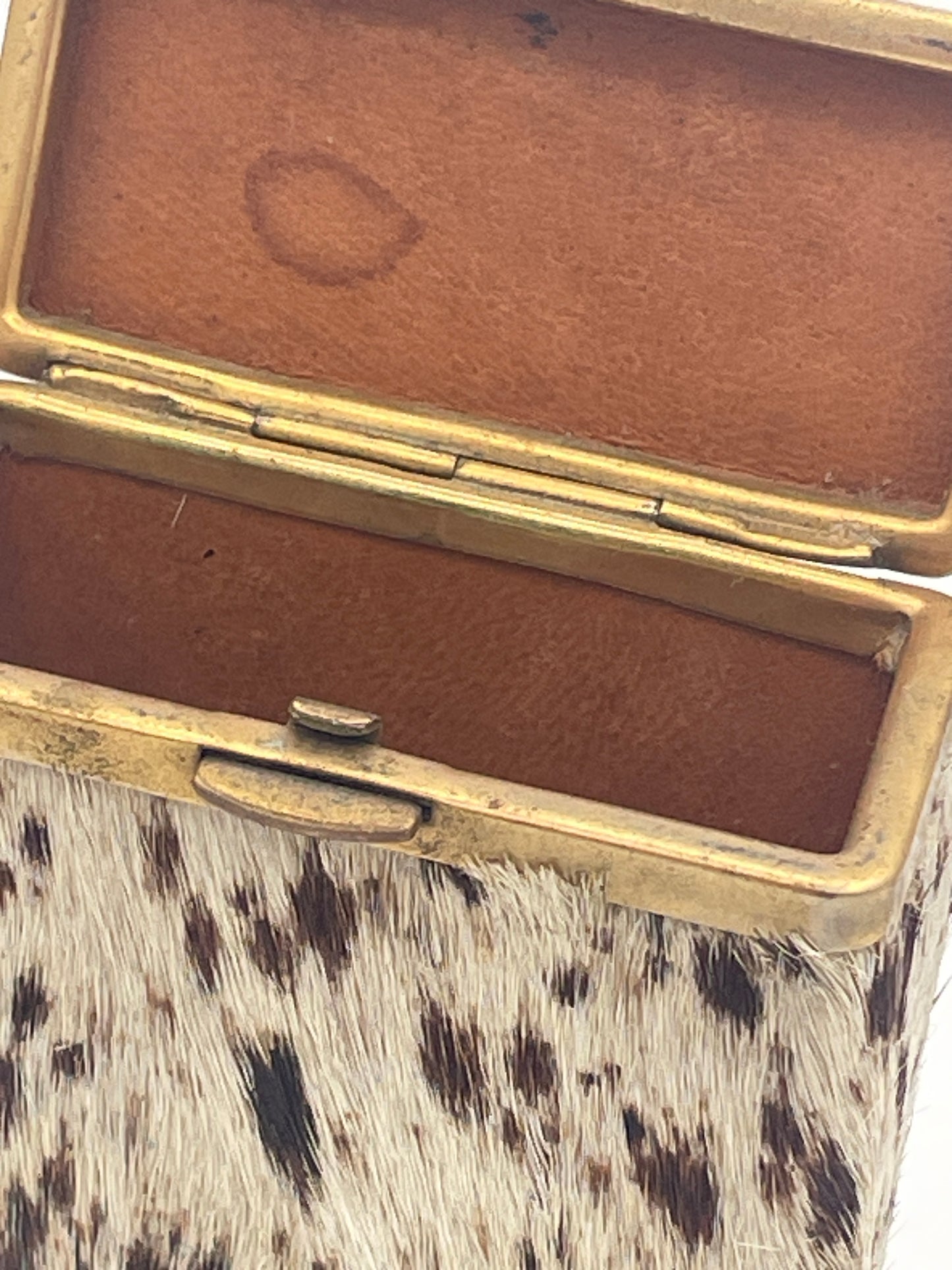 Antique Hair-on-Hide Covered Brass Mounted Card or Cigarillo Case c.1900–1930