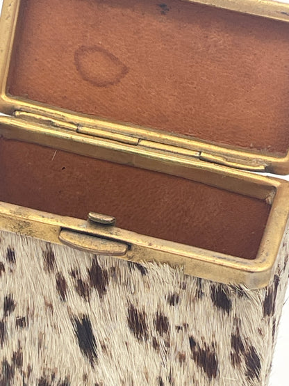 Antique Hair-on-Hide Covered Brass Mounted Card or Cigarillo Case c.1900–1930