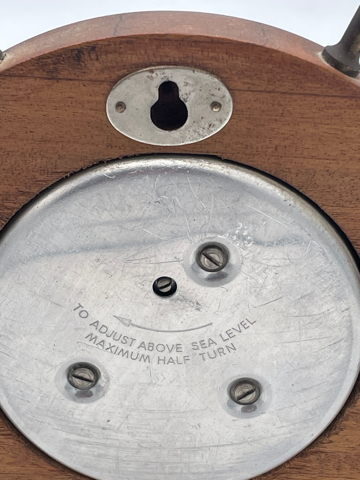Vintage SB Ships Wheel Wall Barometer Made in England Wooden Nautical Weather Gauge