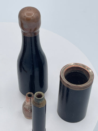 Pair of Vintage Novelty Bottle Pipes Wooden Folding Tobacco Pipes in Bottle Cases