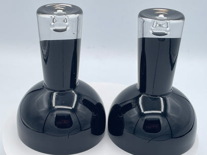 Pair of Mid Century Modern Smoke Grey Cased Glass Goblets 14cm