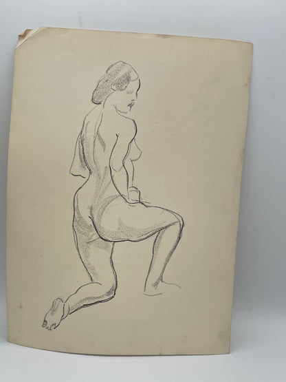 Three Original Life Study Nude Figure Sketches – Studio of William Greengrass (1896–1970)